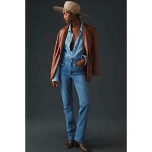 Anthropologie Maeve Bombshell Slim Straight Jeans Buckle Back Petite Fall Winter